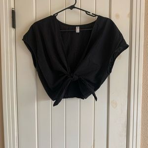 American Apparel deep v tie crop top